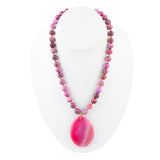 Pink Magenta Dreams Agate Slab Pendant Necklace - Barse Jewelry