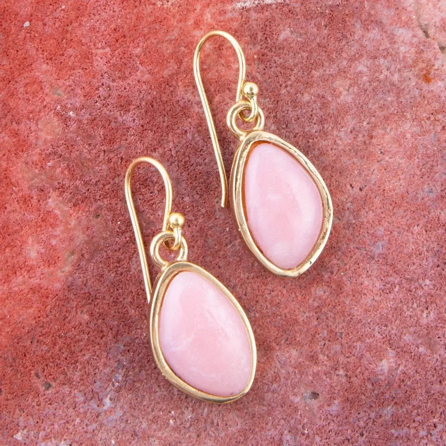 Pink Opal Golden Drop Earrings - Barse Jewelry - Flyclothing LLC