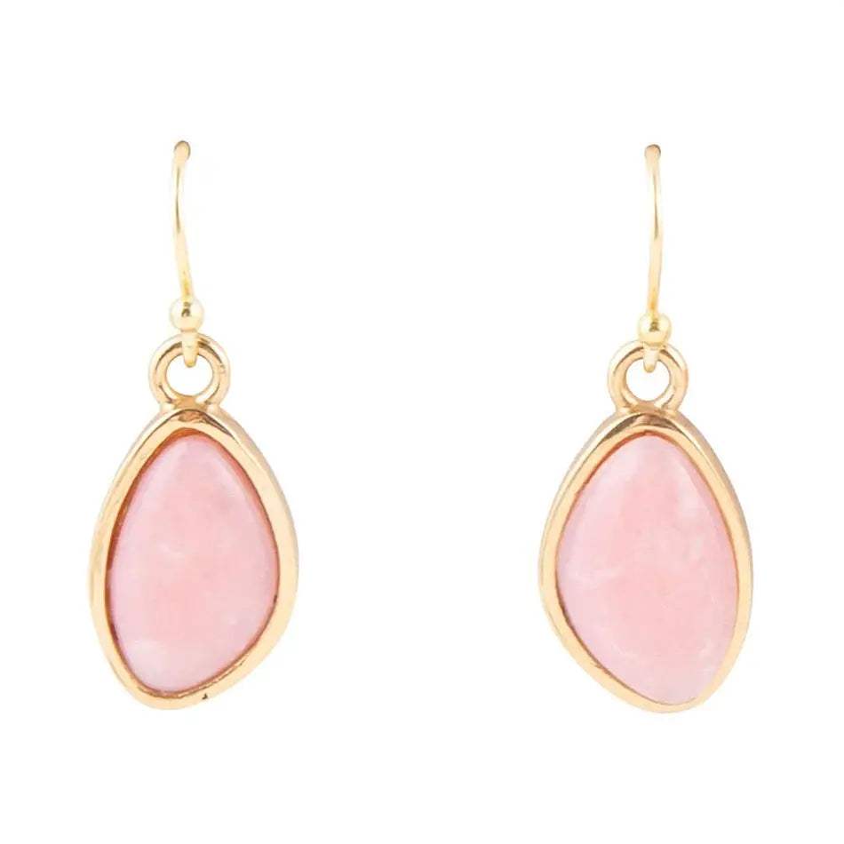 Pink Opal Golden Drop Earrings - Barse Jewelry - Flyclothing LLC