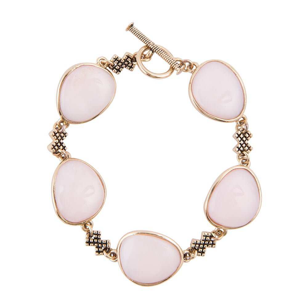 Aruba Pink Opal Golden Link Toggle Bracelet - Barse Jewelry - Flyclothing LLC