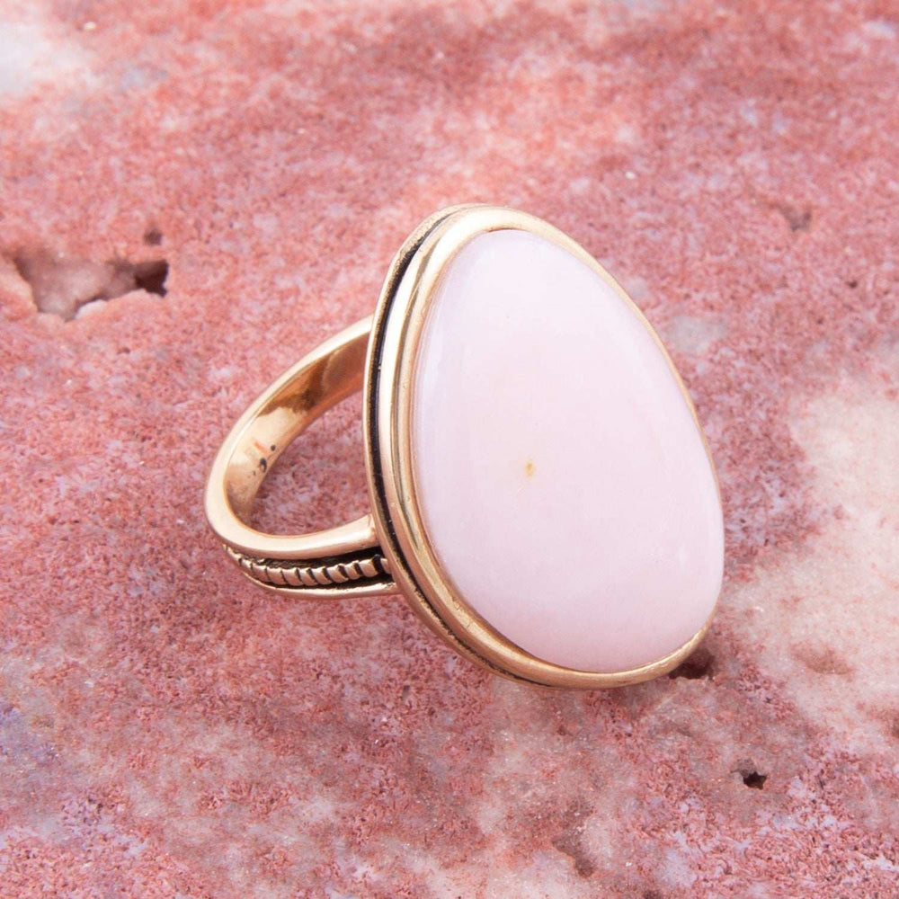Pink Opal Golden Statement Ring - Barse Jewelry - Flyclothing LLC