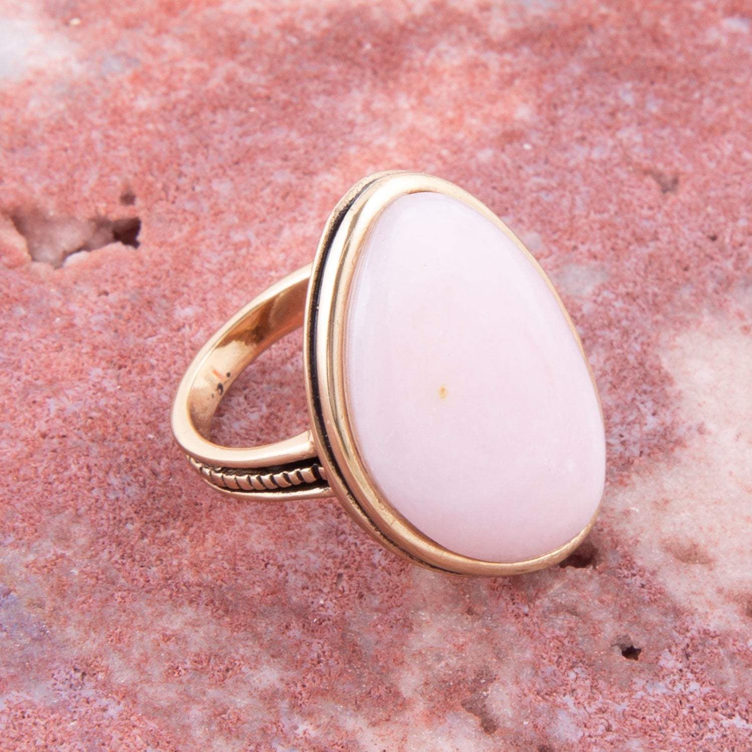 Pink Opal Golden Statement Ring - Barse Jewelry - Flyclothing LLC