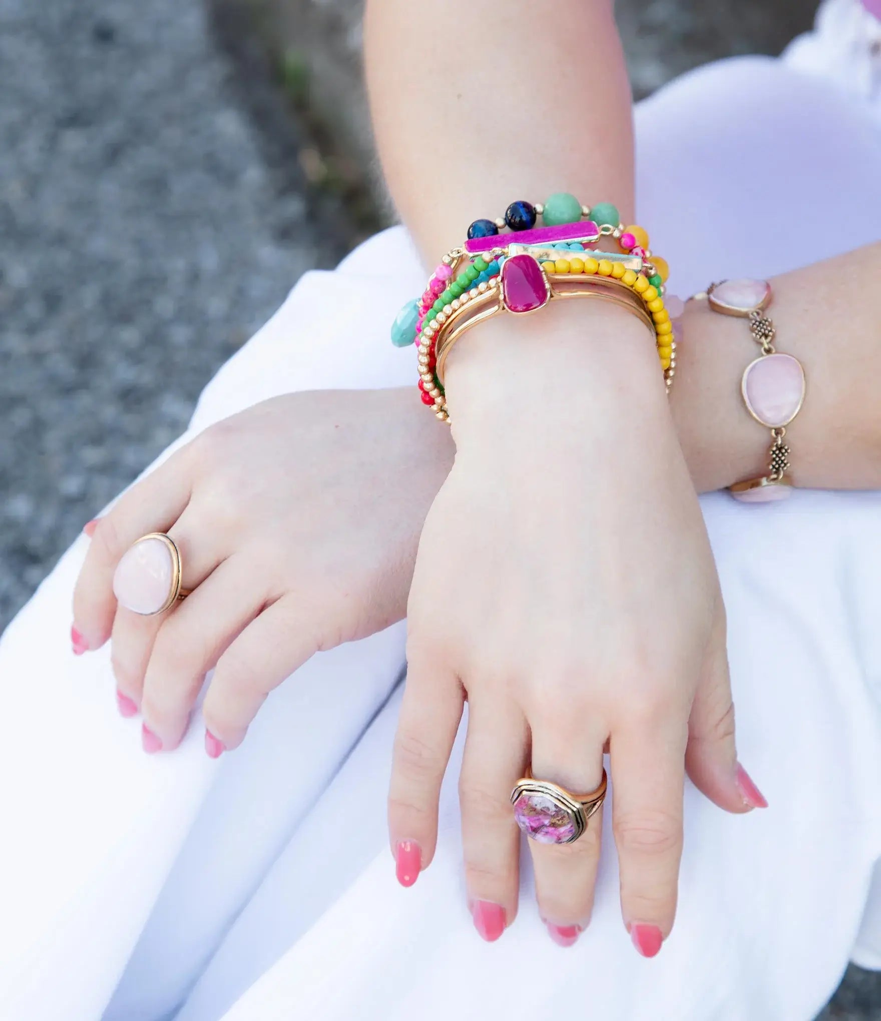 Pink Opal Golden Statement Ring - Barse Jewelry - Flyclothing LLC