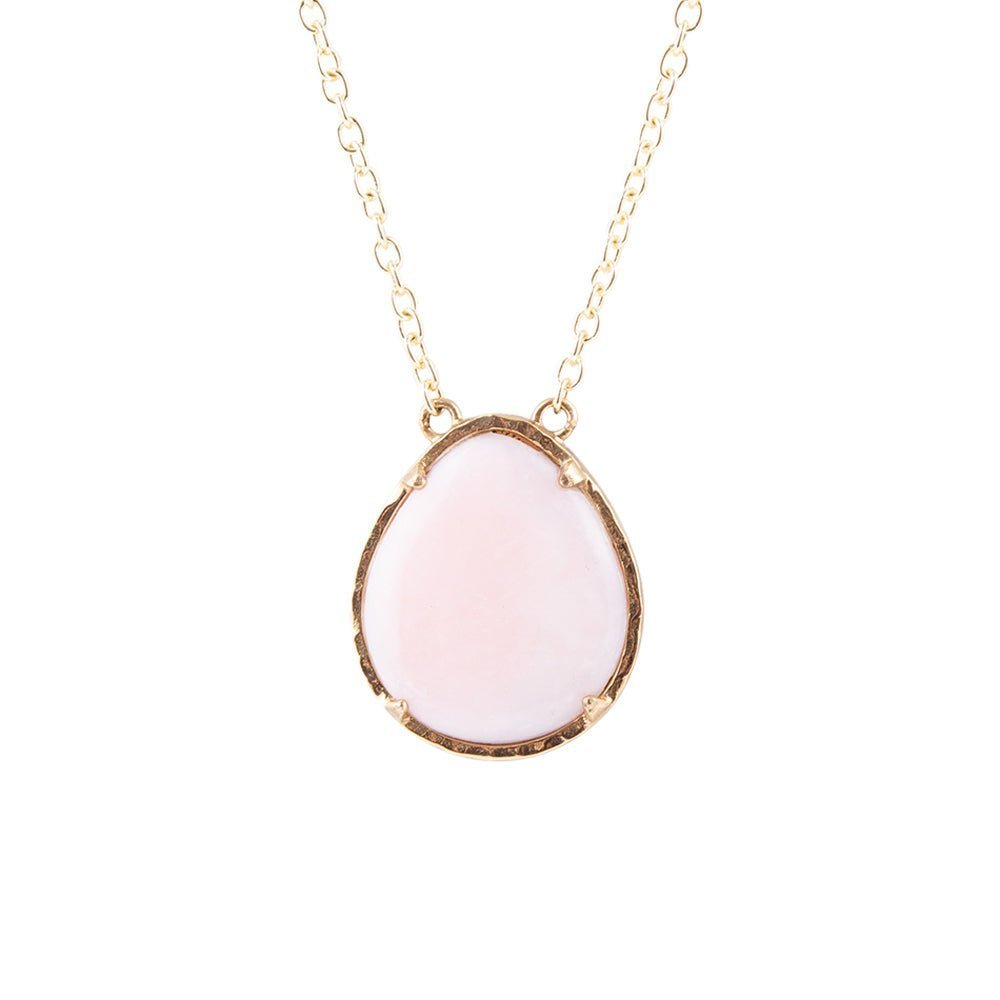 Pink Opal Teardrop Golden Necklace - Barse Jewelry