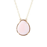 Pink Opal Teardrop Golden Necklace - Barse Jewelry