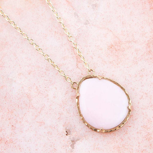 Pink Opal Teardrop Golden Necklace - Barse Jewelry - Flyclothing LLC