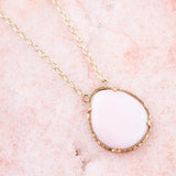 Pink Opal Teardrop Golden Necklace - Barse Jewelry