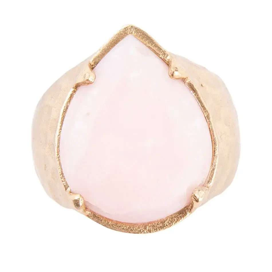 Pink Opal Golden Teardrop Ring - Barse Jewelry - Flyclothing LLC
