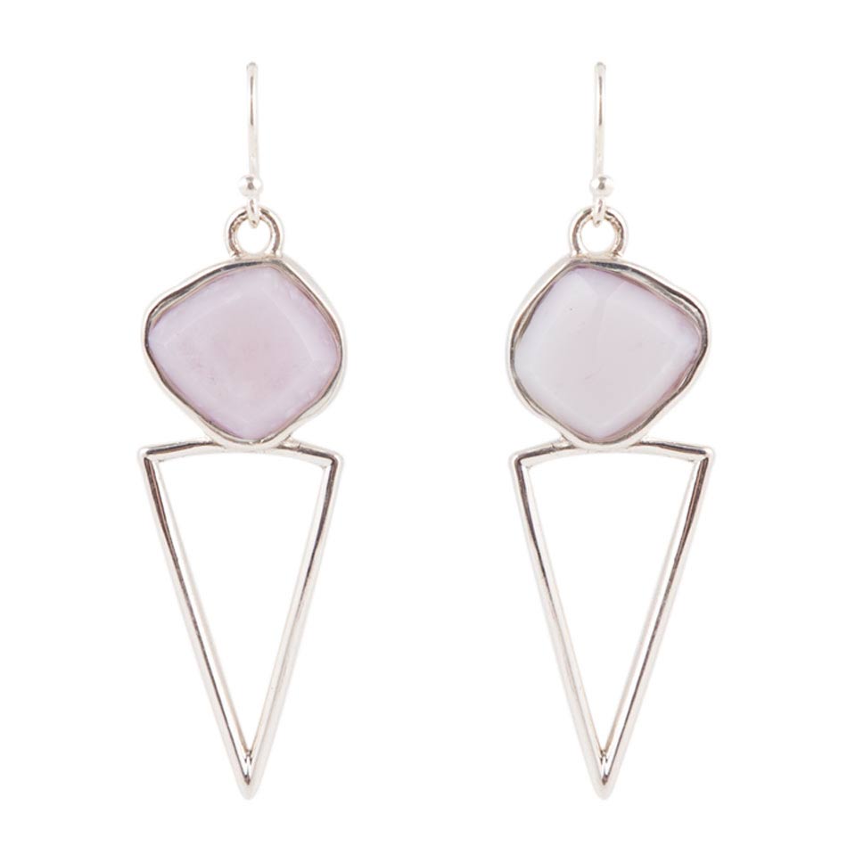 Pink Opal and Sterling Silver Triangle Earrings - Barse Jewelry