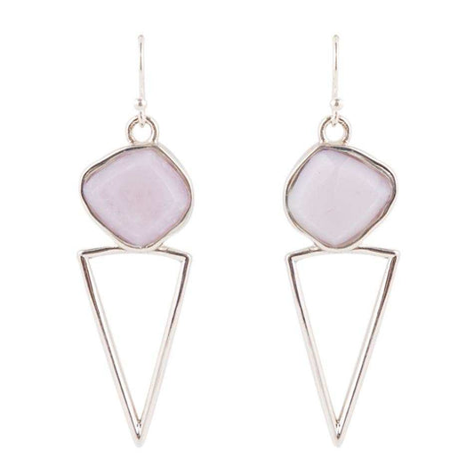 Pink Opal and Sterling Silver Triangle Earrings - Barse Jewelry - Flyclothing LLC