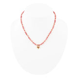 Pink Rhodonite and Golden Bronze Heart Pendant Necklace - Barse Jewelry - Flyclothing LLC