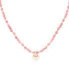Pink Rhodonite and Golden Bronze Heart Pendant Necklace - Barse Jewelry - Flyclothing LLC