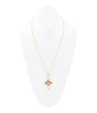 Pink Rhodonite Golden Cross Pendant Necklace - Barse Jewelry - Flyclothing LLC