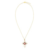 Pink Rhodonite Golden Cross Pendant Necklace - Barse Jewelry - Flyclothing LLC