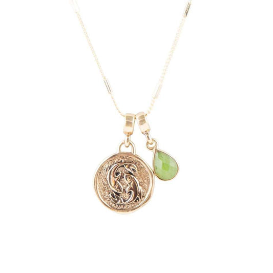 Pisces - Zodiac Green Jade Golden Charm Necklace - Barse Jewelry - Flyclothing LLC