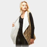Plaid Faux Fur Lining and Pocket Vest - Madeline Love - Flyclothing LLC
