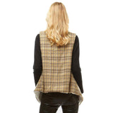 Plaid Faux Fur Lining and Pocket Vest - Madeline Love - Flyclothing LLC