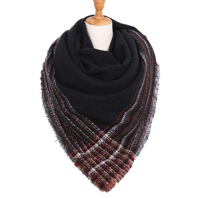 Plaid Liner Square Blanket Scarf Shawl - Madeline Love - Flyclothing LLC