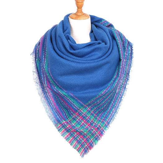 Plaid Liner Square Blanket Scarf Shawl - Madeline Love - Flyclothing LLC