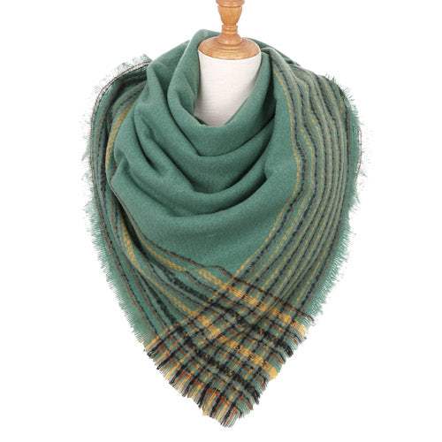 Plaid Liner Square Blanket Scarf Shawl - Madeline Love - Flyclothing LLC