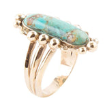 Plateau Blue Turquoise and Golden Ring - Barse Jewelry - Flyclothing LLC