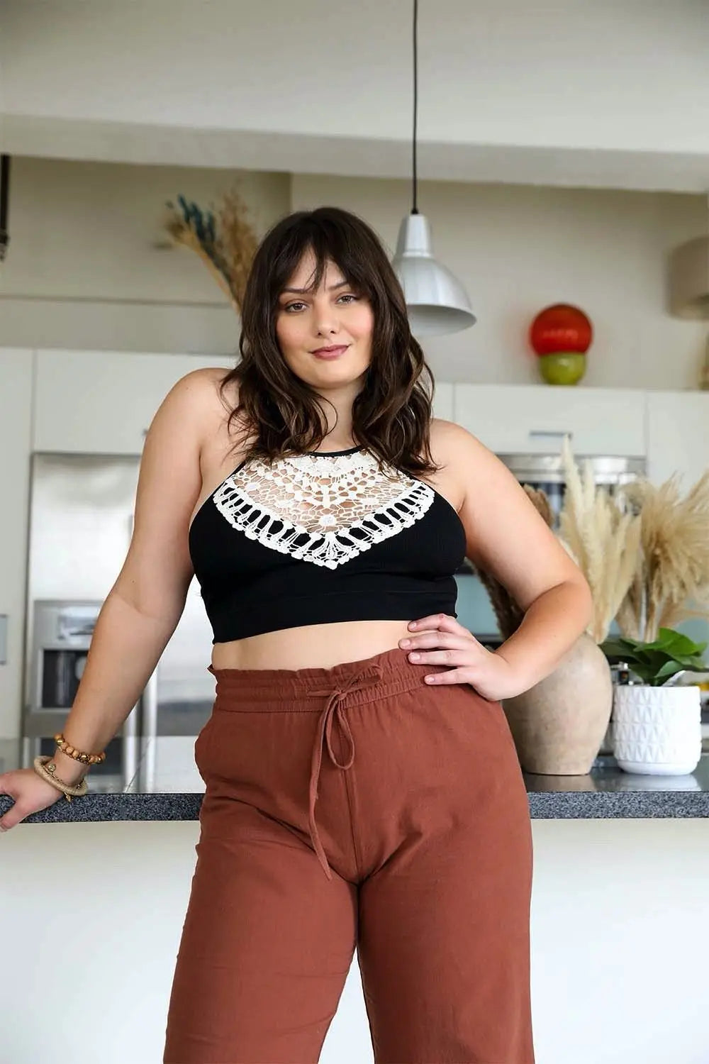 High Neck Crochet Lace Bralette – Stylish Layering Essential - Boho Clothing and Accessories - Flyclothing LLC