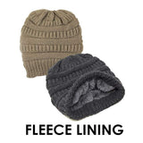 Plush Cable Knit Hat Beanie Fleece Lined Beanie - Madeline Love - Flyclothing LLC