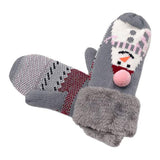 Plush Snowman Printed Faux Fur Mitten Gloves - Madeline Love - Flyclothing LLC