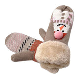 Plush Snowman Printed Faux Fur Mitten Gloves - Madeline Love - Flyclothing LLC