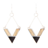 Point Made Onyx and Wood Silver Earring - Barse Jewelry