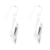 Point Made Onyx and Wood Silver Earring - Barse Jewelry