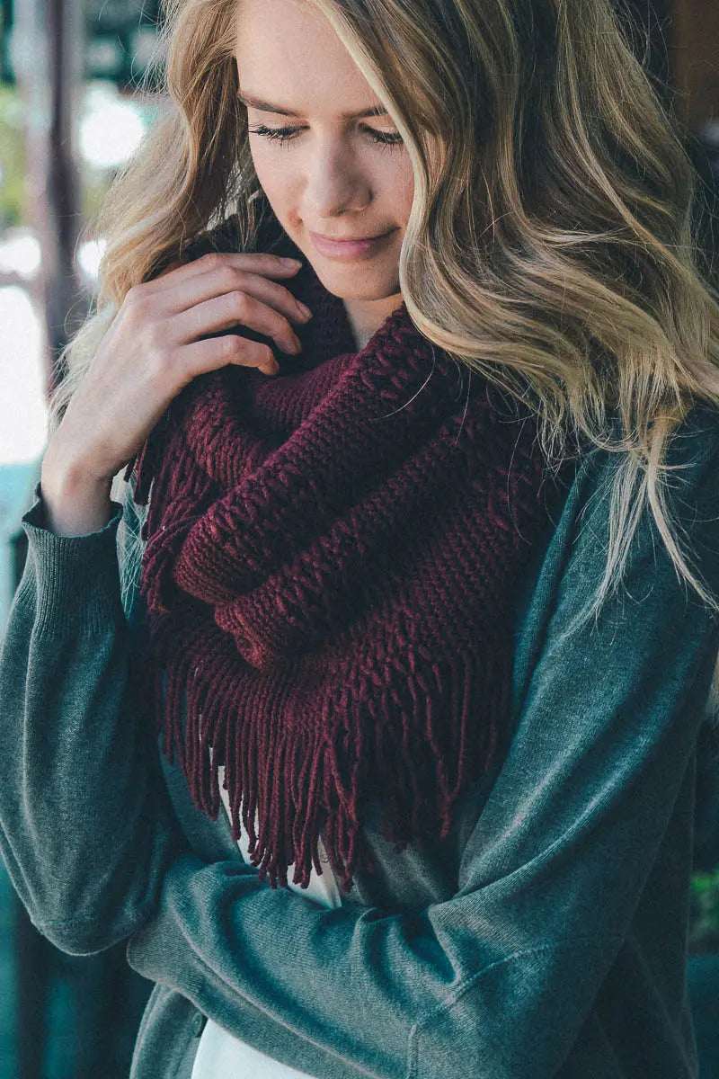 Pointelle Fringe Infinity - Boho Clothing and Accessories - Flyclothing LLC