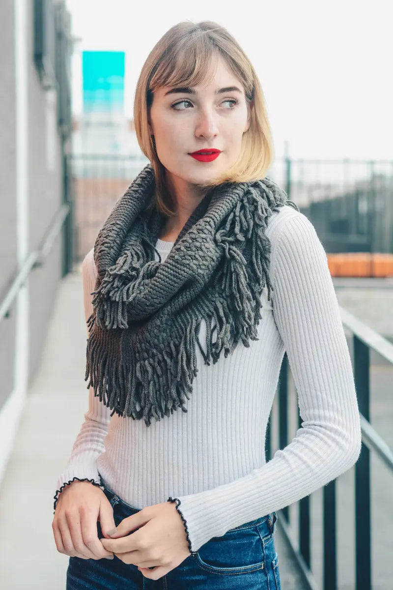 Pointelle Fringe Infinity - Boho Clothing and Accessories - Flyclothing LLC