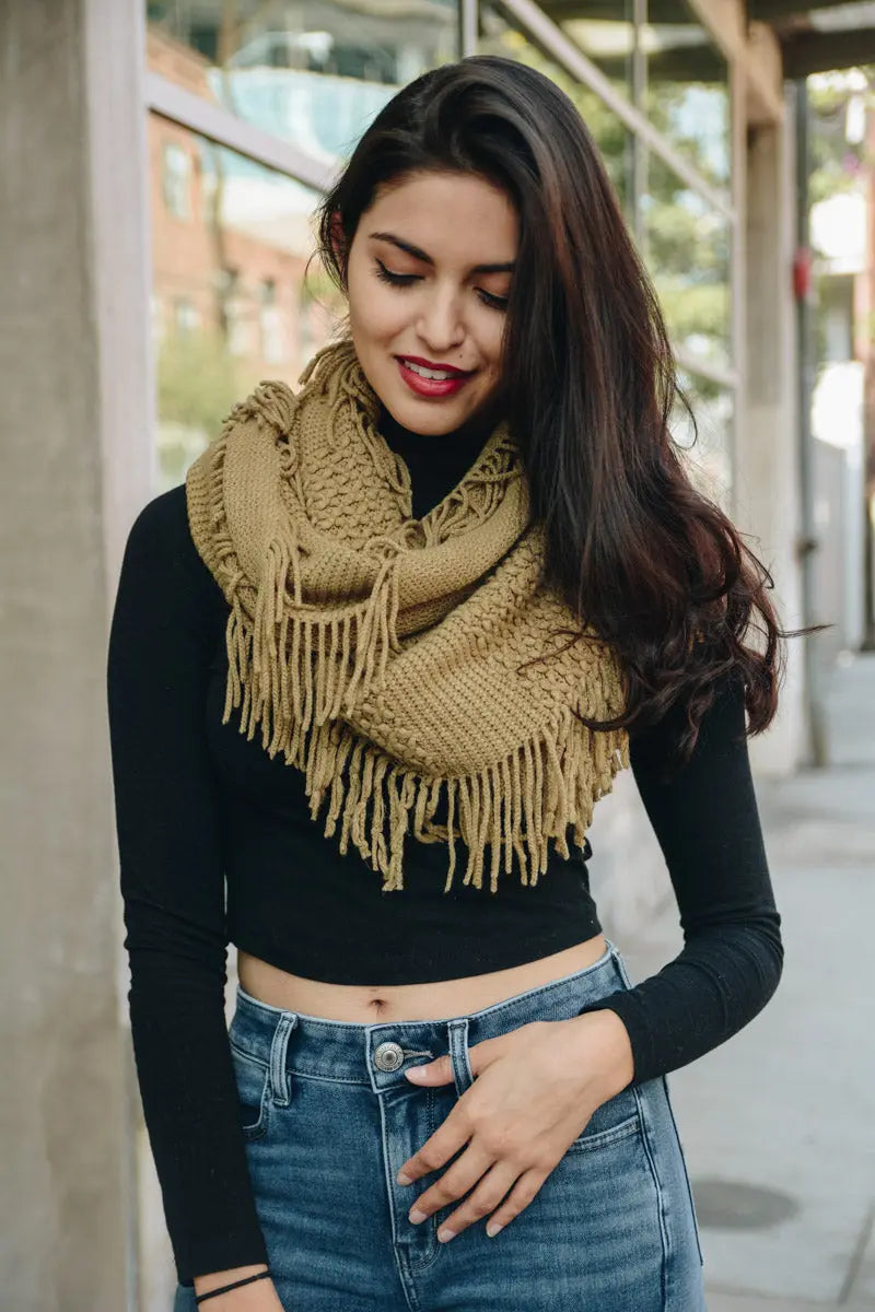 Pointelle Fringe Infinity - Boho Clothing and Accessories - Flyclothing LLC