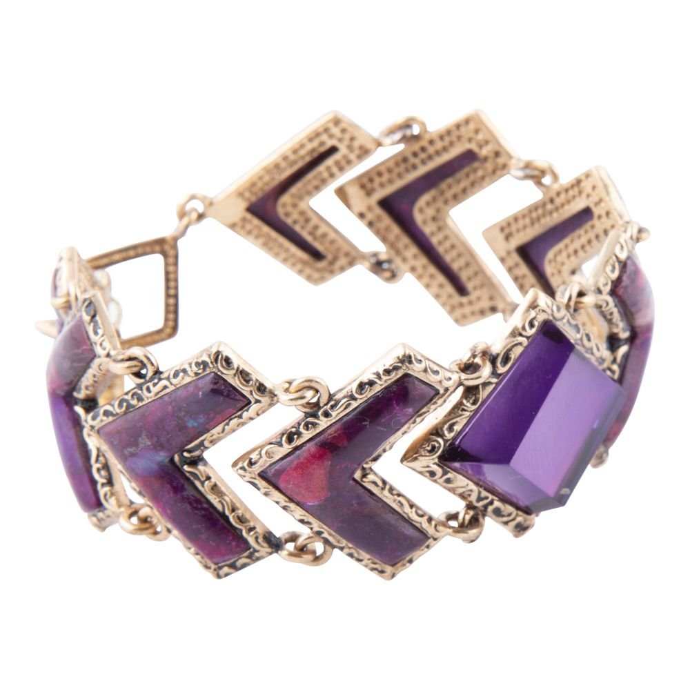 Pointedly Purple Turquoise Golden Link Bracelet - Barse Jewelry - Flyclothing LLC