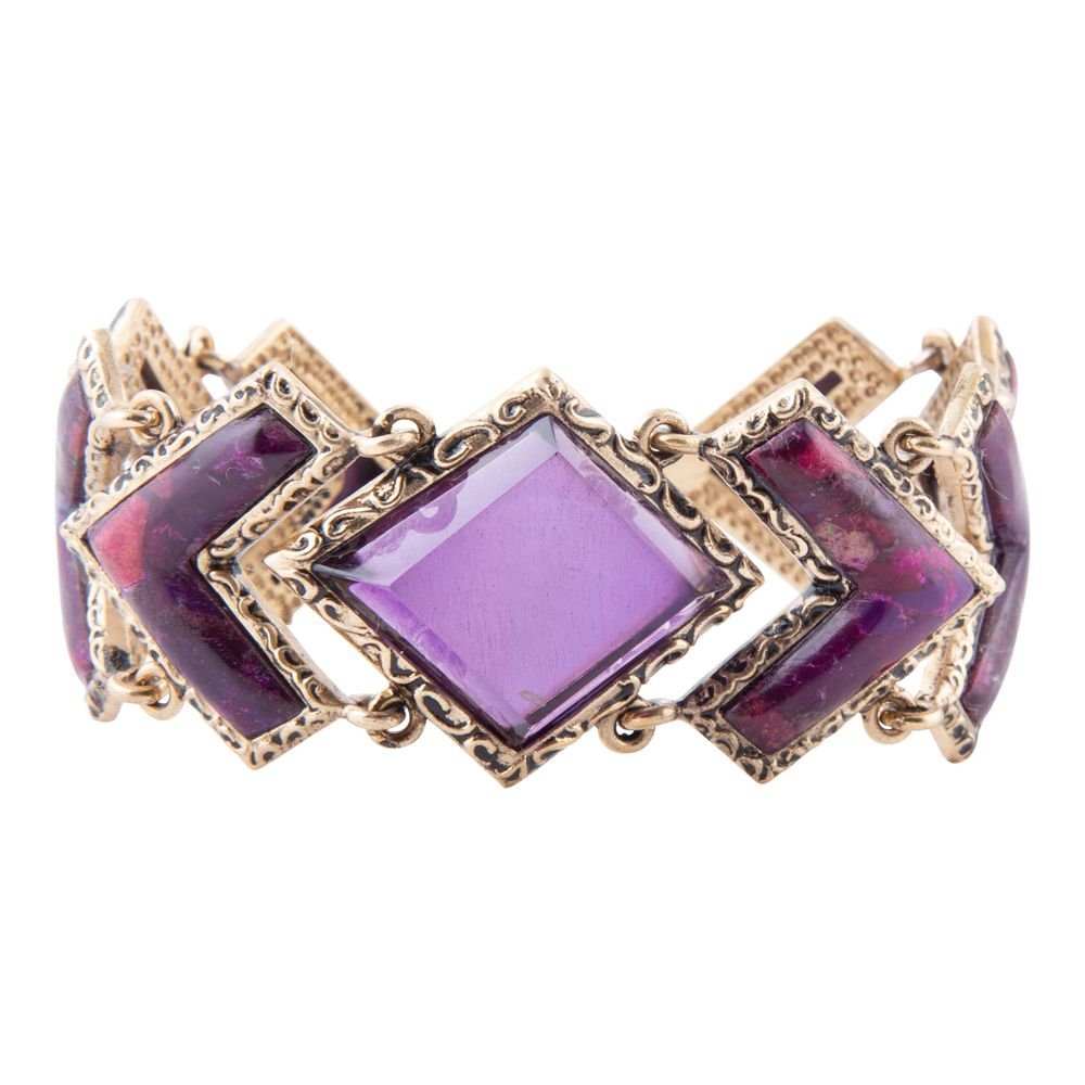 Pointedly Purple Turquoise Golden Link Bracelet - Barse Jewelry - Flyclothing LLC