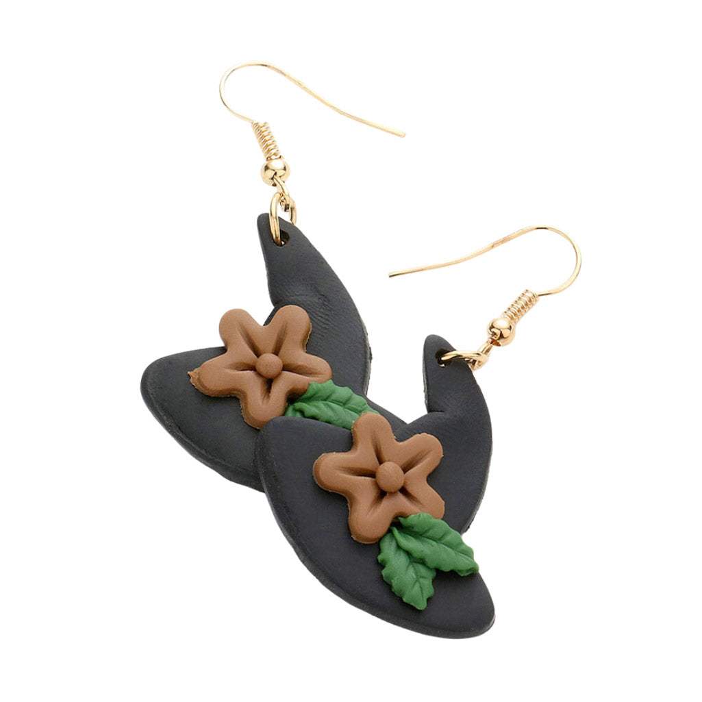 Polymer Clay Black Witch Hat Dangle Earrings - Madeline Love - Flyclothing LLC