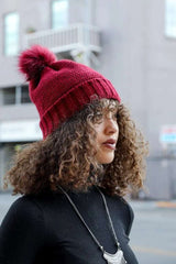 Pom Beanie with Faux Sherpa Lining