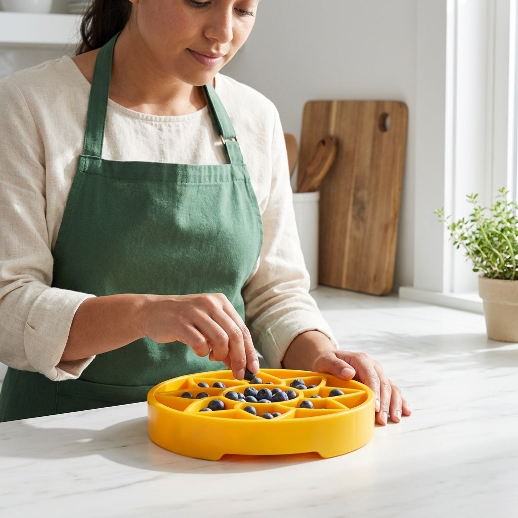 Sunflower Softie eTray Slow Feeder Dog Bowl | Soft Shallow Lick Mat | Yellow & Purple | USA Made - SodaPup/True Dogs, LLC - Flyclothing LLC