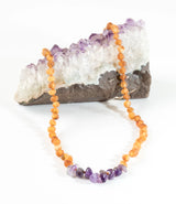 Raw Honey Baltic Amber + Raw Amethyst || Necklace - CanyonLeaf - Flyclothing LLC