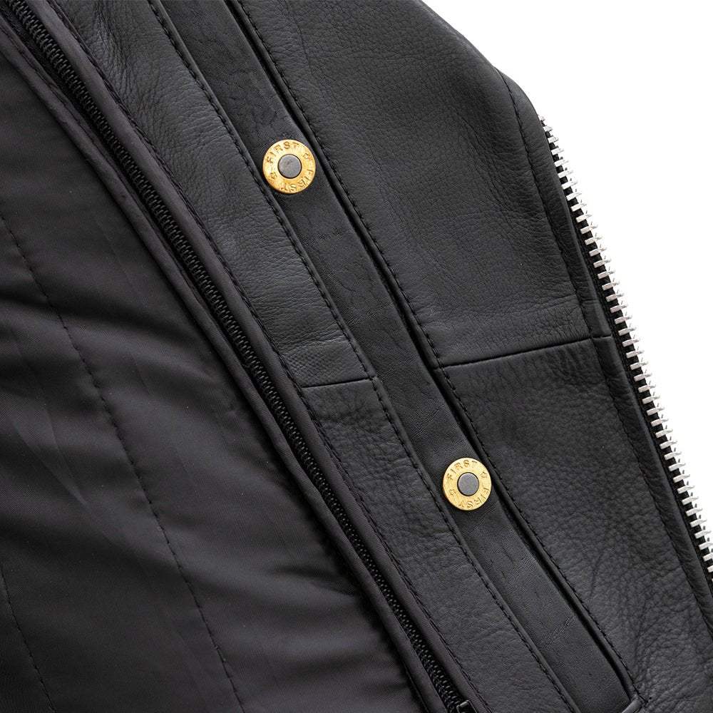 Popstar Women's Motorcycle Leather Jacket - First Manufacturing Company - Flyclothing LLC
