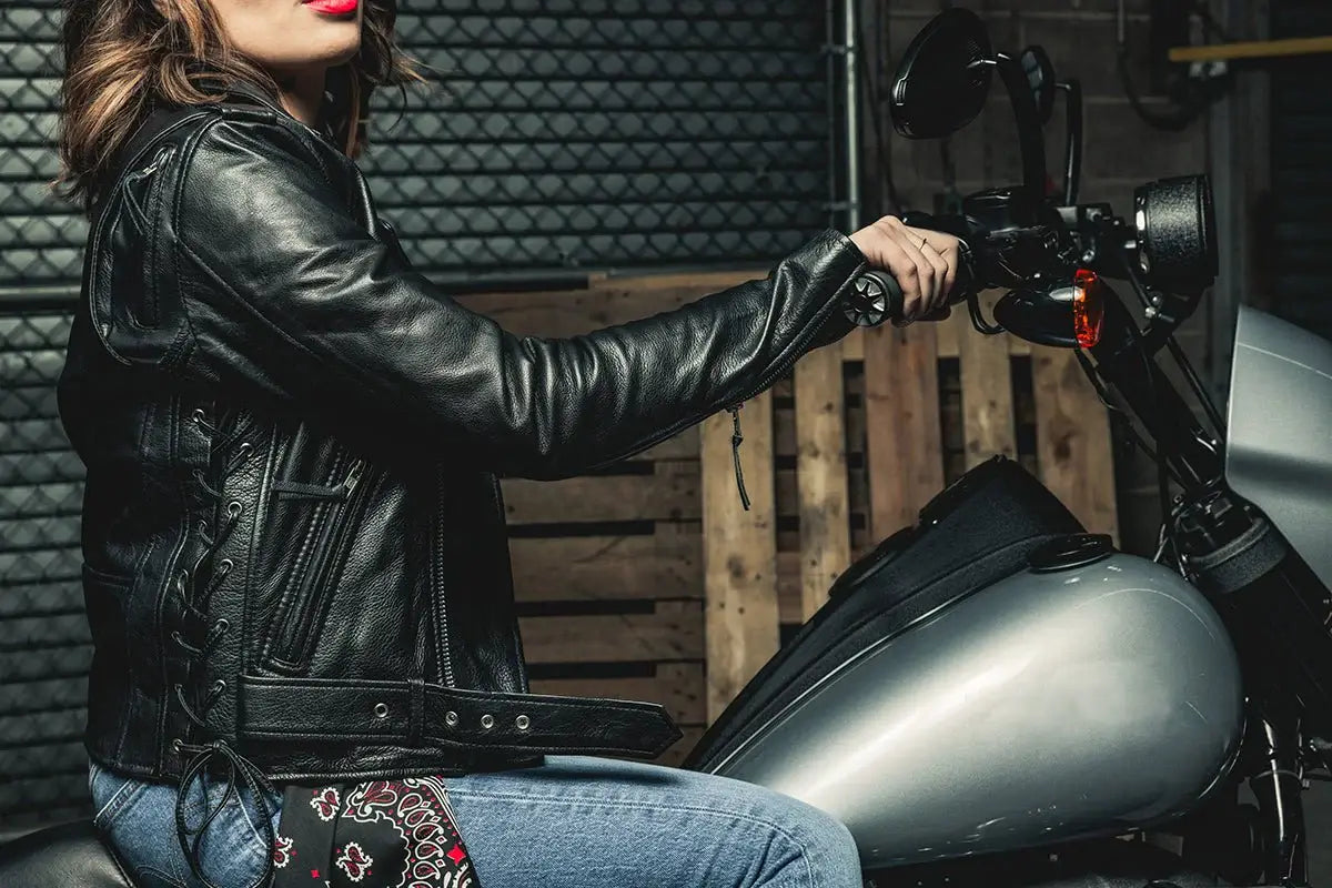 Popstar Women's Motorcycle Leather Jacket - First Manufacturing Company - Flyclothing LLC