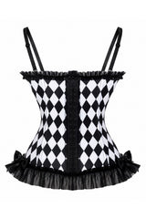 Daisy Corsets Lavish Black Diamond Print Bustier Corset with Underwire Cups - Daisy Corsets - Flyclothing LLC