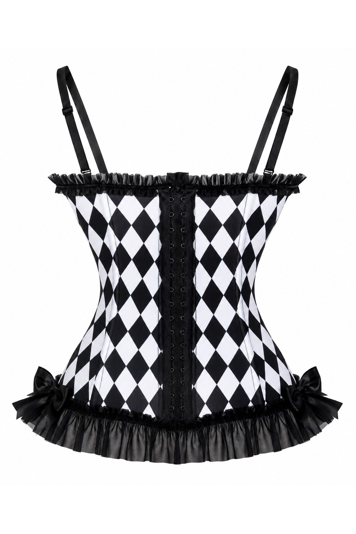 Daisy Corsets Lavish Black Diamond Print Bustier Corset with Underwire Cups - Daisy Corsets - Flyclothing LLC