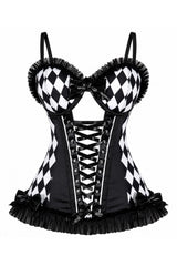 Daisy Corsets Lavish Black Diamond Print Bustier Corset with Underwire Cups - Daisy Corsets - Flyclothing LLC