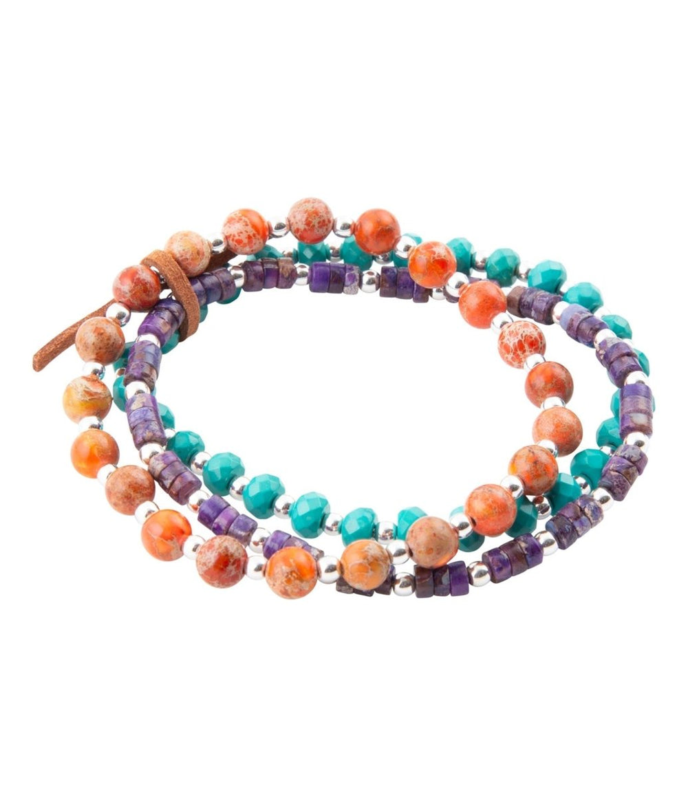 Prescott Blue Magnesite Purple and Orange Bracelet Set - Barse Jewelry