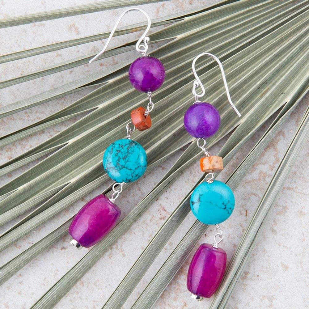 Prescott Blue Magnesite Sterling Silver Drop Earrings - Barse Jewelry - Flyclothing LLC