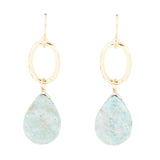 Pretty Drops of Blue Amazonite Golden Drop Earrings - Barse Jewelry