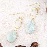 Pretty Drops of Blue Amazonite Golden Drop Earrings - Barse Jewelry