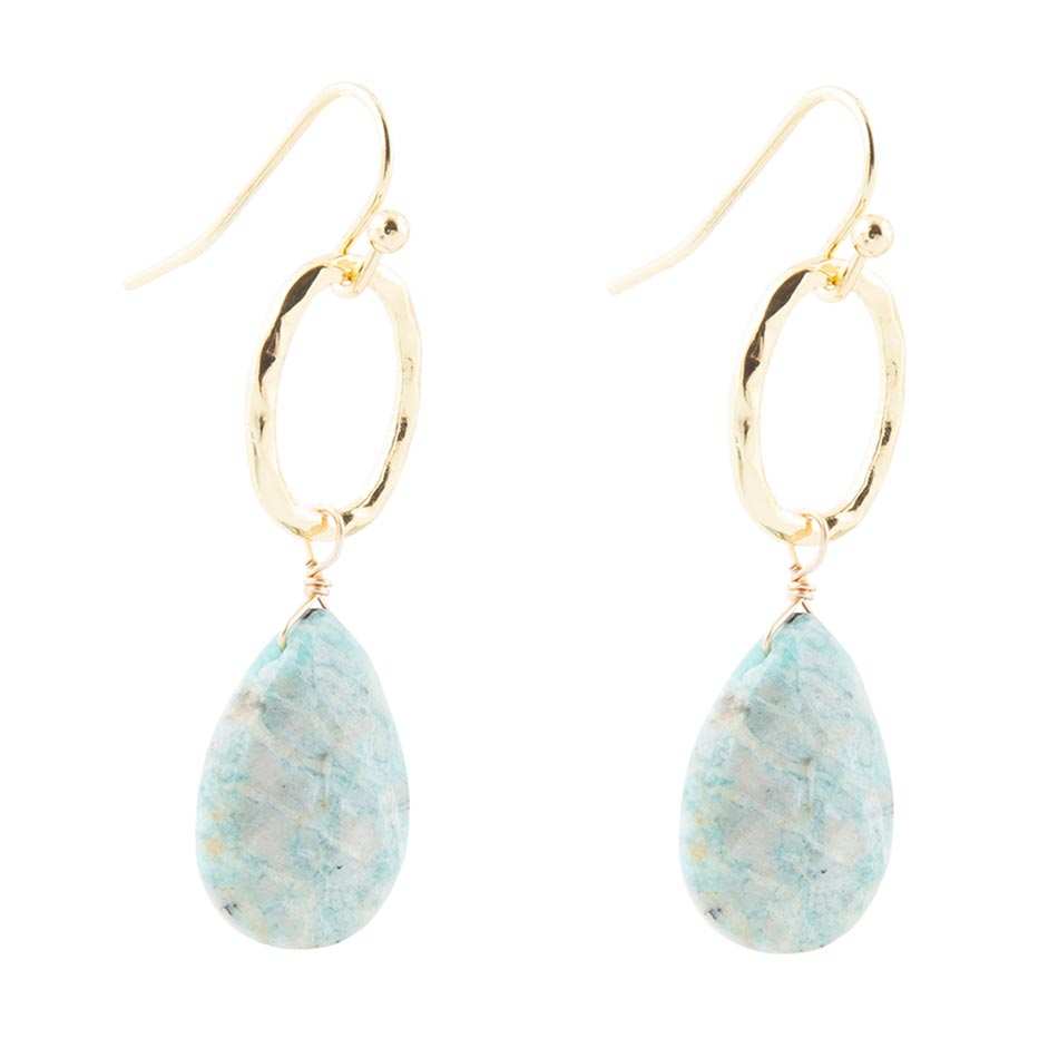 Pretty Drops of Blue Amazonite Golden Drop Earrings - Barse Jewelry - Flyclothing LLC